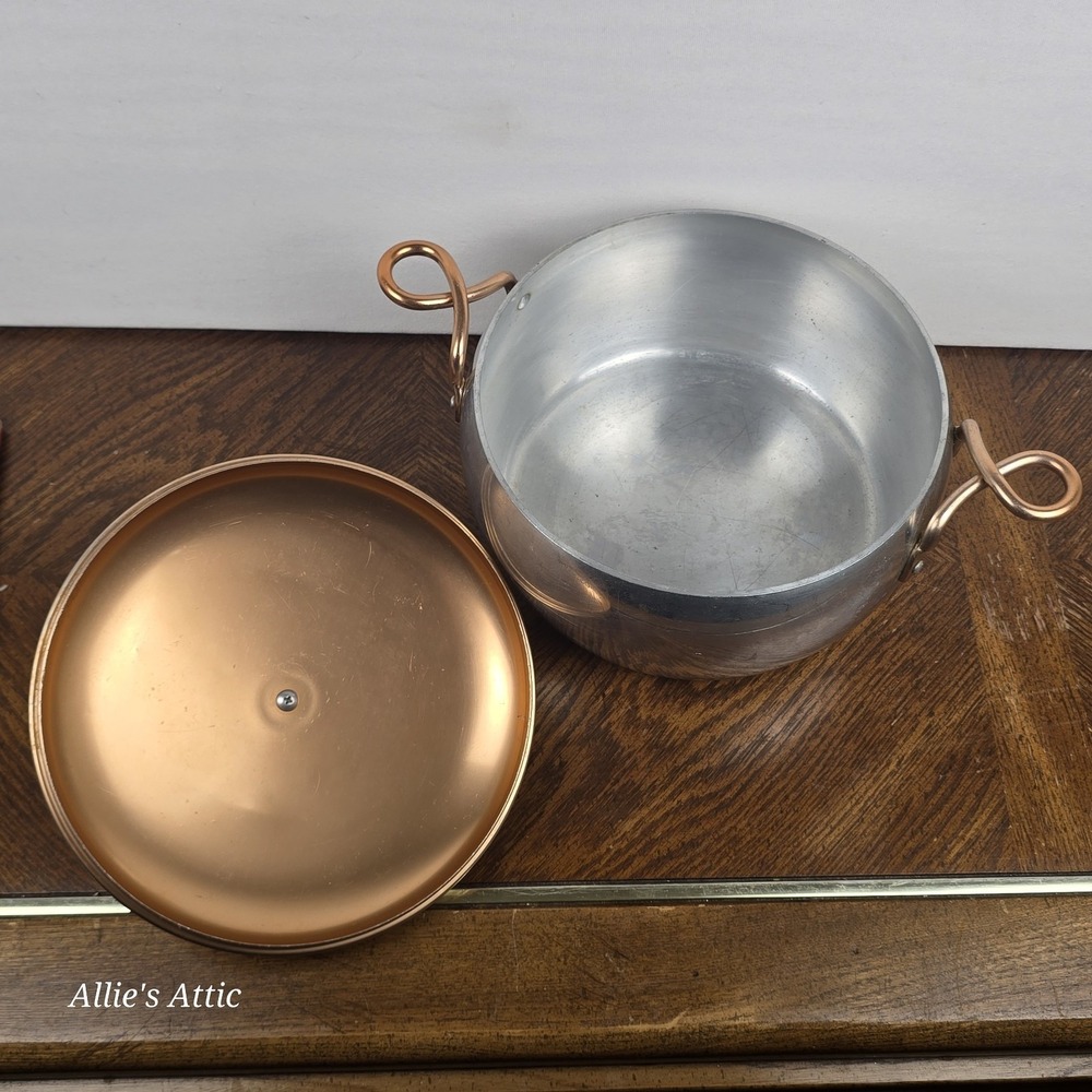 Wear-Ever Hallite Stockpot Aluminum Cooper 5.5 Qt Handles Lid Sauce Pan #2106 - Picture 4 of 12